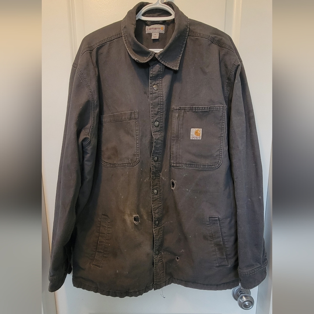 Carhartt Rugged Flex Canvas Shirt Jacket Grey XL